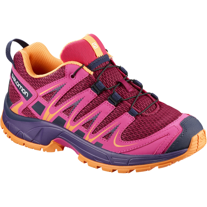 Chaussures De Trail Running Salomon Enfant Bordeaux Rose - Salomon XA PRO 3D J - France (7429-FORJX)